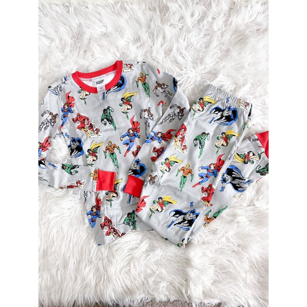 Pottery Barn Kids Glow In The Dark Justice League Pajama Set NEW Size 10